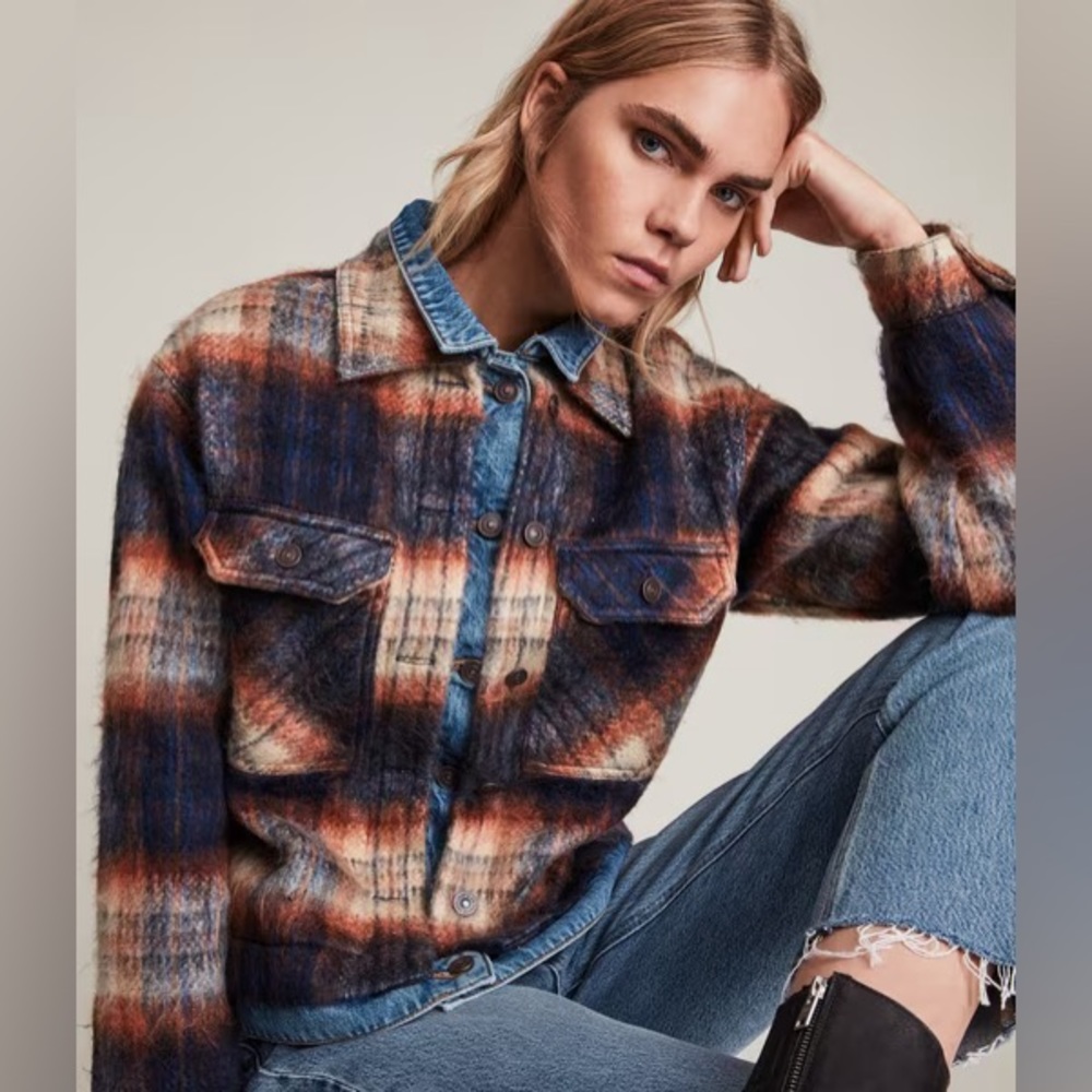 NWT All Saints Ivy Checked Jacket in Burnt Orange